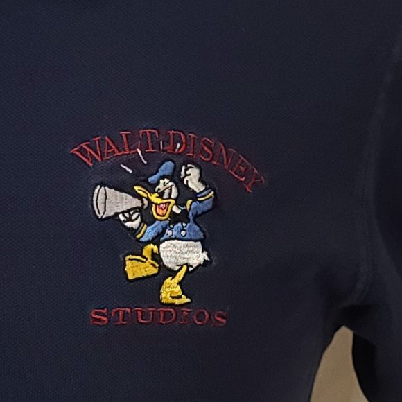 Vintage 90s Walt Disney Studios Donald Duck Mens Small Blue Polo Shirt - Picture 3 of 12